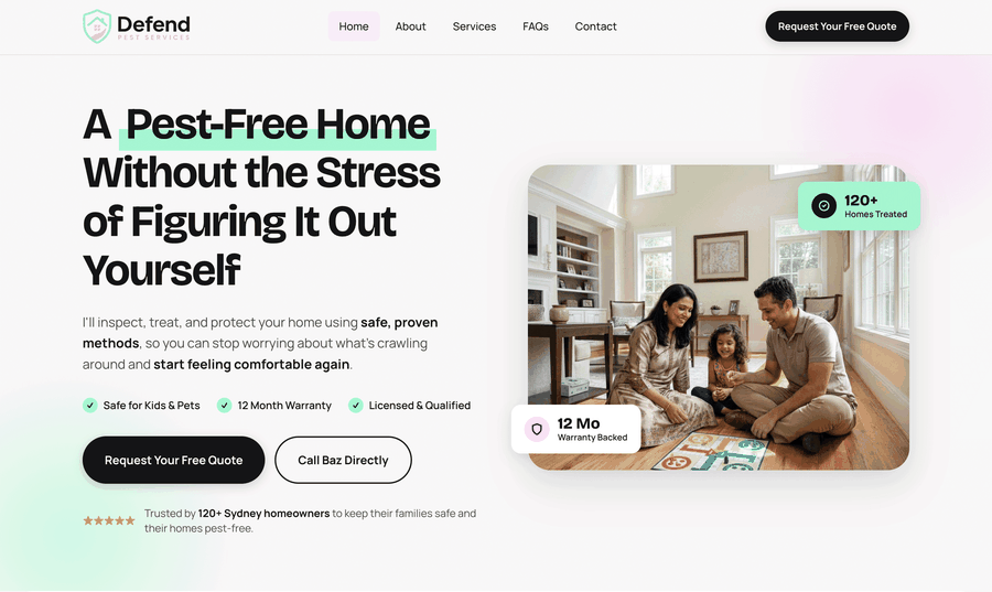 Defend pest control website designed by Niranoma