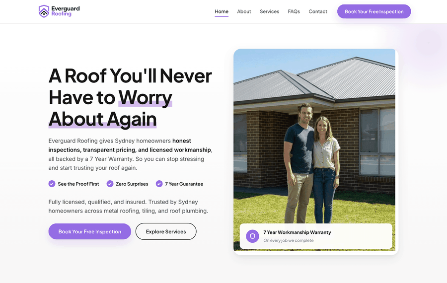 Everguard Roofing website designed by Niranoma