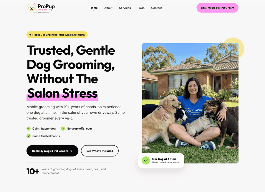 ProPup dog grooming website designed by Niranoma
