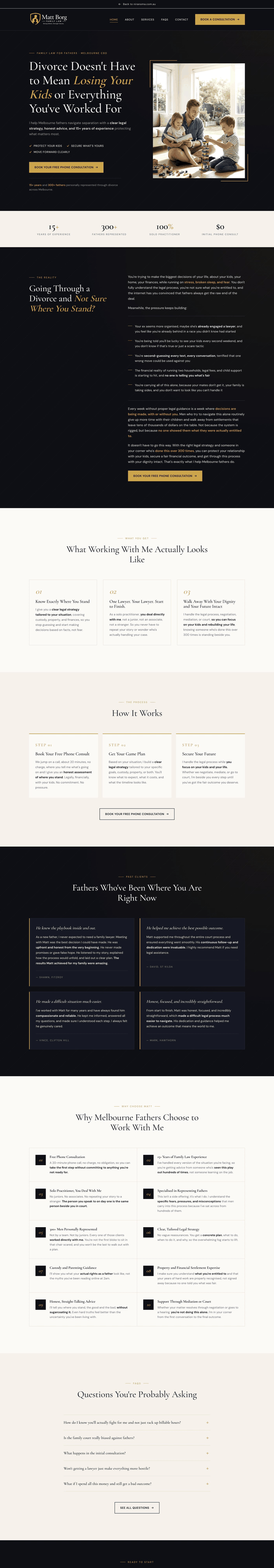 Full-length screenshot of the Matt Borg Family Law website